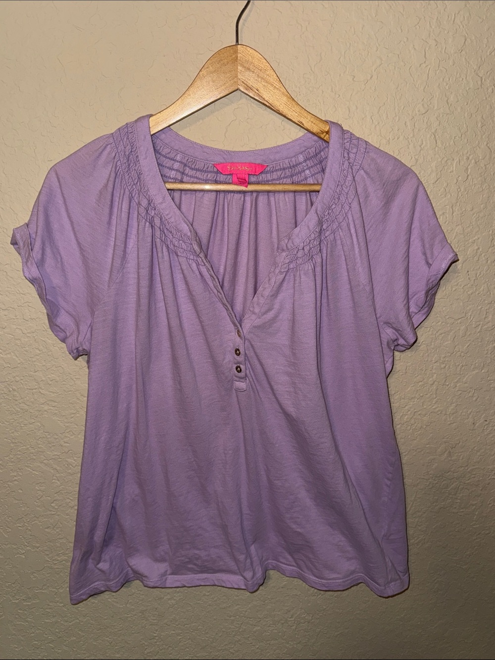 Lilly Pulitzer Lavender Short-Sleeve Henley Tee